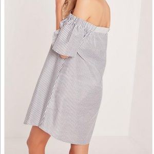 Grey & White Bardot Dress